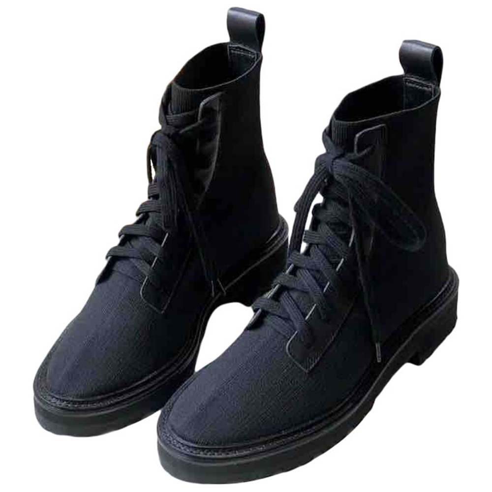 Loeffler Randall Brady Stretch Knit Combat Boots Black 10.5 NWOB